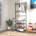 product_image_name-Generic-Portemanteau en acier noir avec 4 étagères pour chaussures et 8 crochets pratiques-4