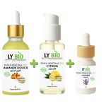 LY BIO PACK HUILE AMANDE DOUCE 50ML - PIPETTE + HUILE CITRON 50ML - POMPE + HUILE ESSENTIEL LAVANDE 10ML