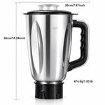 product_image_name-Elite-Bol de mixeur en acier inoxydable 1,5 L – Modèle SSJ15 – Résistant à la rouille et idéal pour un usage quotidien-2