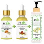 LY BIO PACK HUILE AMANDE DOUCE 50ML - PIPETTE + HUILE JOJOBA 50ML - PIPETTE + SHAMPOOING AUX EXTRAITS DE PLANTES 200ML