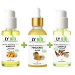 LY BIO PACK HUILE ABRICOT 50ML - POMPE + HUILE FENUGREC 50ML - PIPETTE + HUILE GIROFLE 50ML - POMPE