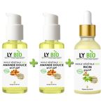 LY BIO PACK 2 X HUILE AMANDE DOUCE 50ml - POMPE + HUILE RICIN 50ml - PIPETTE