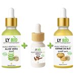 LY BIO PACK HUILE ALOE VERA 50ml - PIPETTE + HUILE ESSENTIEL GIROFLE 10ML + HUILE GERME DE BLE 50ML - PIPETTE