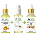LY BIO LYBIO حزمة زيت المشمش 50 مل - قطارة + زيت الثوم 50 مل - مضخة + زيت الصويا 50 مل - قطارة
