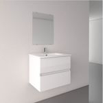 Meuble Salle De Bain Vasque Miroir Blanc Brillant 60x60x456 Cm Garantie 1 An