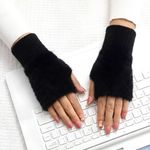 product_image_name-Generic-Gants chauds en tricot sans doigts pour femmes gant d'Hiver en fausse fourrure-2