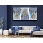 لوحة حائطية تتكون من ثلاثة أجزاء مع إطار من خشب الأرز الطبيعي