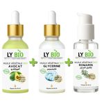 LY BIO PACK HUILE AVOCAT 50ml - PIPETTE + HUILE GLYCERINE 50ml - PIPETTE + HUILE ROMARIN 50ml - POMPE