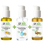 LY BIO PACK HUILE CAMOMILLE 50ML - POMPE + HUILE PARAFFINE 50ML - POMPE + HUILE SIDR 50ML - POMPE