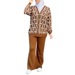 product_image_name-Generic-Ensemble tricoté géométrique pour femme marron cannelle / motif blanc Ensemble-1