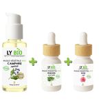 LY BIO PACK HUILE CAMPHREE 50ML - POMPE + HUILE ESSENTIEL ROMARIN 10ML + HUILE ESSENTIEL ROSE 10ML