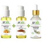 LY BIO PACK HUILE ABRICOT 50ML - POMPE + HUILE LIN 50ML - POMPE + HUILE ROMARIN 50ml - PIPETTE