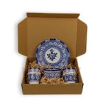 Coffret Cadeau Motifs Amazigh : 2 Tasses, 1 Bol et 1 Assiette