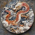 Plaque Ronde en Bois à Impression Plate 2D, Thème Dragon, Convient pour Décoration de Bar Cuisine Café Salon Bureau, Cadeau de Fête, 20.32x20.32 cm