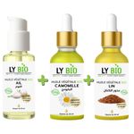 LY BIO PACK HUILE AIL 50ML - POMPE + HUILE CAMOMILLE 50ML - PIPETTE + HUILE LIN 50ML - PIPETTE
