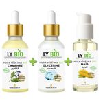 LY BIO PACK HUILE CAMPHREE 50ML - PIPETTE + HUILE GLYCERINE 50ml - PIPETTE + HUILE MAIS 50ML - POMPE