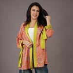 product_image_name-Generic-Kimono Court Orange Imprimé Floral et Bordures Vertes-2