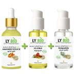 LY BIO PACK HUILE AMANDE DOUCE 50ML - PIPETTE + HUILE JOJOBA 50ML - POMPE + HUILE ROMARIN 50ml - POMPE