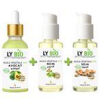 LY BIO PACK HUILE AVOCAT 50ml - PIPETTE + HUILE RICIN 50ml - POMPE + HUILE SOJA 50ML - POMPE