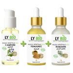 LY BIO PACK HUILE CAMPHREE 50ML - POMPE + HUILE FENUGREC 50ML - PIPETTE + HUILE ROMARIN 50ml - PIPETTE