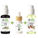 LY BIO PACK HUILE CADE 50ML - POMPE + HUILE ESSENTIEL SAUGE 10ML + HUILE GIROFLE 50ML - POMPE