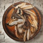 Plaque Ronde en Bois à Imprimé Plat 2D, Thème Loup, Convient pour Décoration de Bar Cuisine Café Bureau Maison, Décor de Fête, Cadeau de Vacances, 20.32x20.32 cm