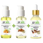 LY BIO PACK HUILE ABRICOT 50ML - POMPE + HUILE CANNELLE 50ML - POMPE + HUILE GIROFLE 50ML - PIPETTE