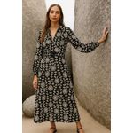 product_image_name-Marwa-فستان ميدي أسود منفوخ بنقشة بارزة-1