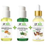 LY BIO PACK HUILE AMANDE DOUCE 50ml - POMPE + HUILE HYDRATANTE & NUTRITIVE 50ML - POMPE + HUILE GIROFLE 50ML - PIPETTE