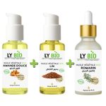 LY BIO PACK HUILE AMANDE DOUCE 50ml - POMPE + HUILE LIN 50ML - POMPE + HUILE ROMARIN 50ml - PIPETTE