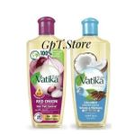 Vatika مجموعة زيوت الشعر بصل أحمر (200 مل) + جوز الهند والخروع (200 مل)