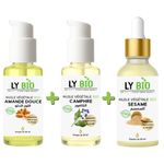 LY BIO PACK HUILE AMANDE DOUCE 50ml - POMPE + HUILE CAMPHREE 50ML - POMPE + HUILE SESAME 50ml - PIPETTE