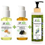LY BIO PACK HUILE AMANDE DOUCE 50ml - POMPE + HUILE NIGELLE 50ML - POMPE + SHAMPOOING A L'HUILE DE CADE 200ML