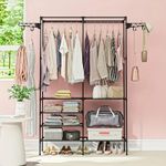 product_image_name-Generic-Portant à Vêtements Double Barre avec Étagères et Crochets, Rangement Spacieux et Pratique-3