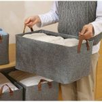 product_image_name-Generic-Boîte de Rangement Grise – Organisateur Pliable à Poignée-2