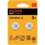 Kodak Pile Bouton au Lithium CR2450 3V // Blister 2x Batterie 3 volts