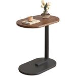product_image_name-Generic-Table d’appoint ajustable design C en noyer massif avec base métallique, surface pivotante compacte pour salon et chambre à coucher-1