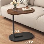 product_image_name-Generic-Table d’appoint ajustable design C en noyer massif avec base métallique, surface pivotante compacte pour salon et chambre à coucher-2
