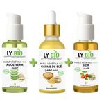 LY BIO PACK HUILE ALOE VERA 50ml - POMPE + HUILE GERME DE BLE 50ML - PIPETTE + HUILE SIDR 50ML - POMPE