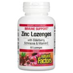 product_image_name-Natural Factors-Zinc Lonzenges, With Elderberry, Echinacea & Vitamin C, Cherry, 60 Lozenges-1