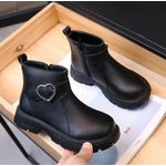 product_image_name-Generic-بوت أسود للأطفال: نعل محزز وبكلة قلب فضية-1
