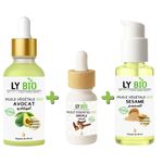 LY BIO PACK HUILE AVOCAT 50ml - PIPETTE + HUILE ESSENTIEL GIROFLE 10ML + HUILE SESAME 50ml - POMPE