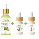 LY BIO PACK HUILE AVOCAT 50ml - PIPETTE + HUILE ESSENTIEL GIROFLE 10ML + HUILE ESSENTIEL ROSE 10ML
