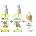 LY BIO PACK HUILE ABRICOT 50ML - POMPE + HUILE AVOCAT 50ml - POMPE + HUILE ESSENTIEL EUCALYPTUS 10ML