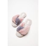 product_image_name-Women Secret-Chaussons ouverts avec noeud en fourrure bleu rose-1
