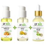 LY BIO PACK HUILE ABRICOT 50ML - POMPE + HUILE MAIS 50ML - POMPE + HUILE RICIN 50ml - PIPETTE