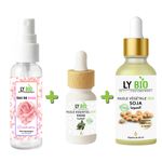 LY BIO حزمة LYBIO ماء الورد 100مل + زيت الميرمية العطري 10مل + زيت الصويا 50مل - ماصة