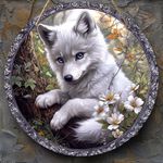 Plaque Décorative Ronde en Bois à Imprimé Plat 2D, Thème Louveteau, Convient pour Bar, Cuisine, Café, Maison, Salon, Bureau, Décoration de Fête, Cadeau Festif, 20.32x20.32cm