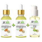LY BIO PACK 2 X HUILE AMANDE DOUCE 50ML - PIPETTE + HUILE RICIN 50ml - POMPE
