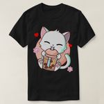 product_image_name-Generic-Cat Boba Tea Bubble Tea Kawaii Anime Japanese Neko T-Shirt-2
